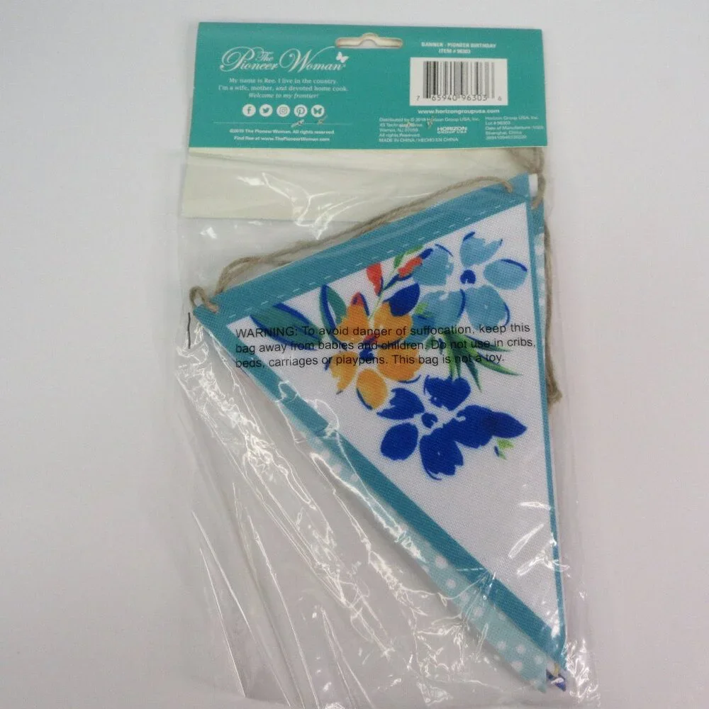 2 Pioneer Woman Decorative Fabric Banner Garland 60